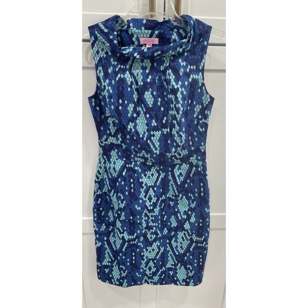 Lilly Pulitzer Dress Sz 4‎ Blue Snake Print AK15
